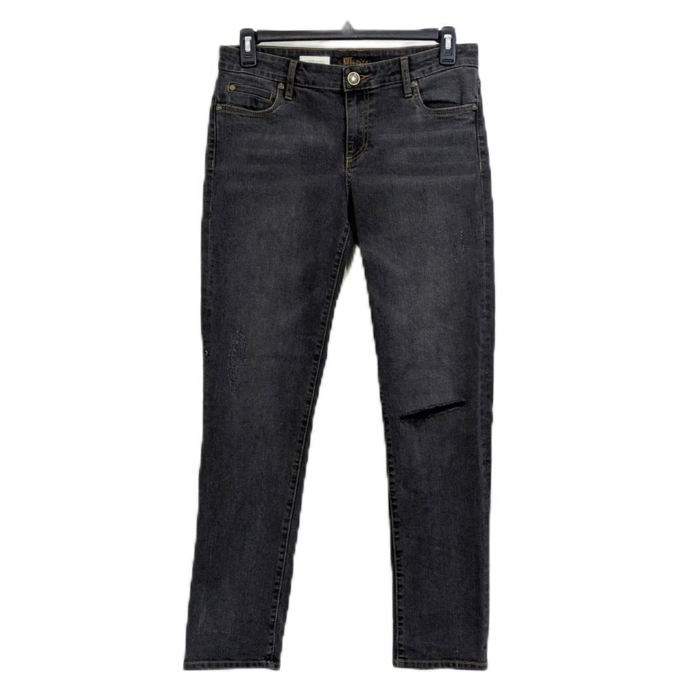 Kut From The Kloth Catherine Boyfriend Jeans - Size 10 Womens - Black Distressed
